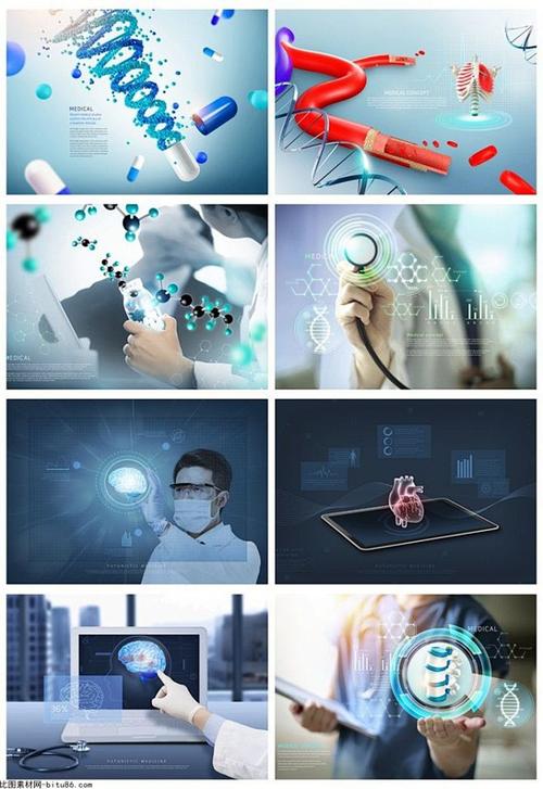 8款医疗生物药物研发科技PSD素材设计——生物技术研发的视觉引擎